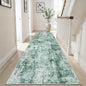3x10 Washable Runner Rug for Hallway: Non Slip Runners Rugs Easy-to-Clean - Soft Living Room Bedroom Kitchen Carpet - Thin Low Pile Printed Floor Mat for Dining Room Green