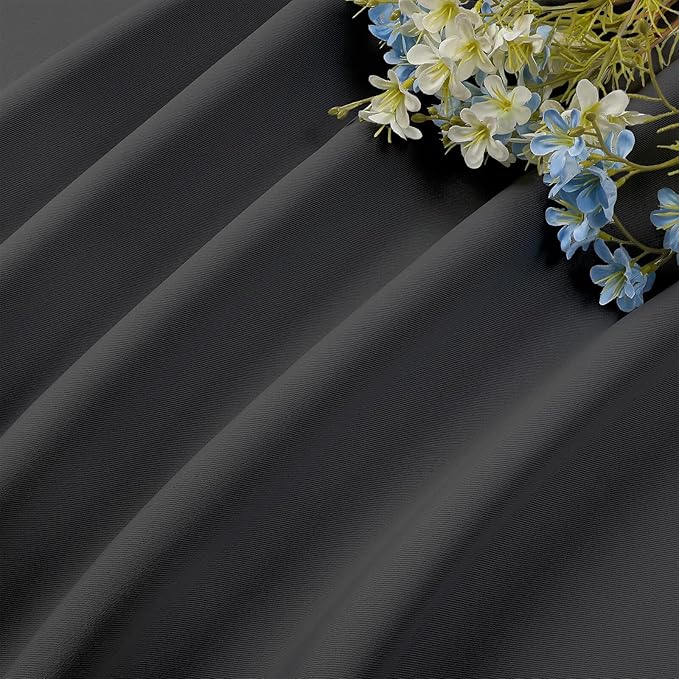 CUCRAF Dark Grey Blackout Curtains 96 inch Length 2 Panels Set, Rod Pocket Room Darkening Drapes for Bedroom Living Room, Insulated Thermal Light Blocking Window Curtain (W52 x L96 Inch)