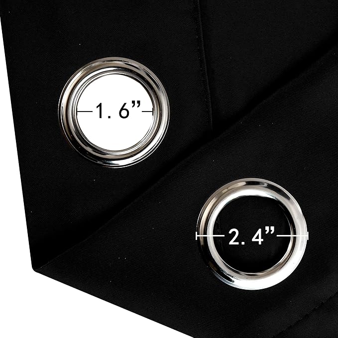 LEMOMO Black Thermal Blackout Curtains/42 x 84 Inch/Set of 2 Panels Room Darkening Curtains for Bedroom