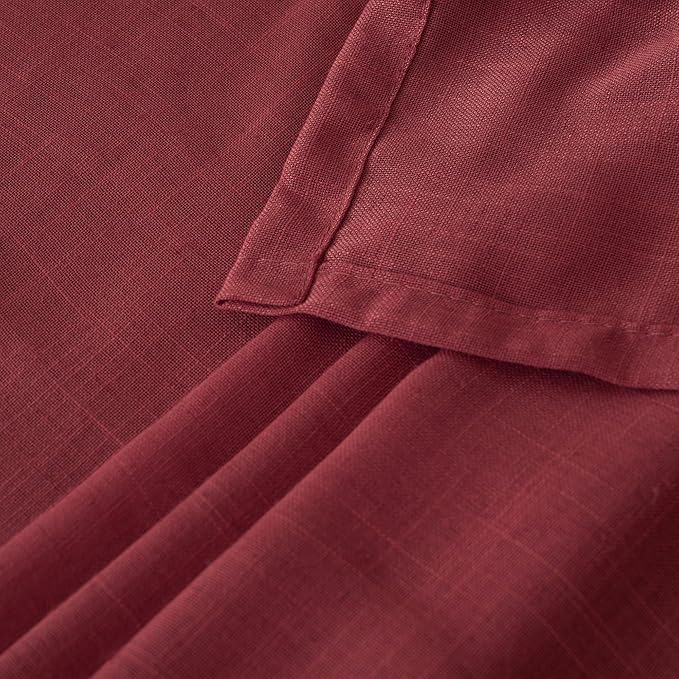 BGment Burgundy Linen Kitchen Curtains 40 Inch Length, Short Semi Sheer Drapes with Rod Pocket for Cafe Bathroom Over Sink Windows Lightweight, 2 Panels Set, Each 42 Inch Wide