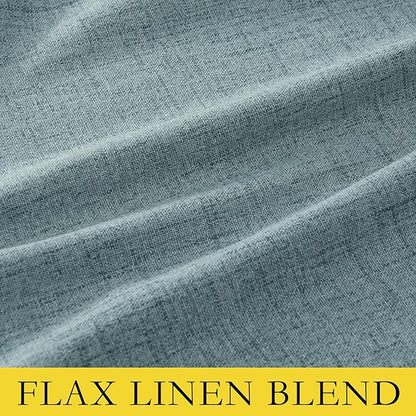 NICETOWN 100% Absolutely Blackout Linen Curtains with Thermal Insulated White Liner, Skylark Blue, 52 inches Wide, 90 inches Length Energy Saving Curtains for Living Room 2 Panels Set, Vertical Blinds