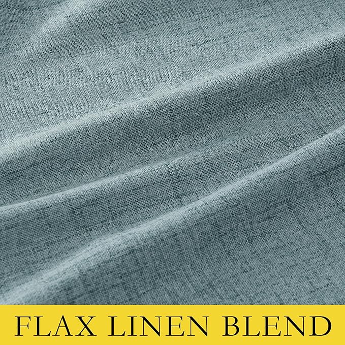 NICETOWN 100% Absolutely Blackout Linen Curtains with Thermal Insulated Liner, Skylark Blue, 62" Wide, 90" Length Energy Saving Curtains for Living Room 2 Panels Set, Vertical Blinds