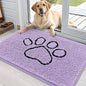 OLANLY Dog Door Mat for Muddy Paws 36x24, Paw Print Design, Absorbs Moisture and Dirt, Absorbent Non-Slip Washable Doormat, Quick Dry Chenille Mud Mat for Dogs, Entry Indoor Entryway Carpet, Lavender