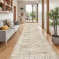 Washable Runner Rug 2.5x16, Non-Slip Long Hallway Runner for Entryway, Soft Vintage Kitchen Mats for Floor, Abstract Dining Room, Bedroom, Living Room Rugs(2.5'x16', Brown/Ivory)