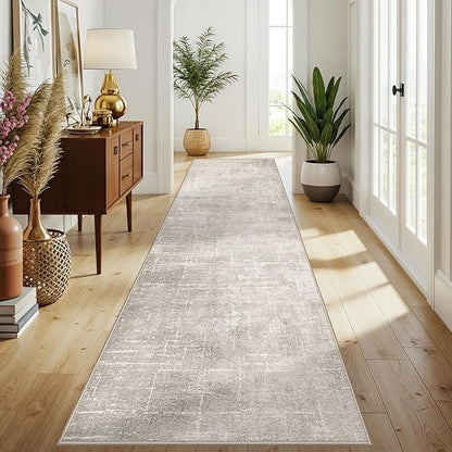 HAOYUNLAI 3x12 Hallways Runner Rugs: Soft Kitchen Rug Non-Slip Floor Mat with Rubber Backing Washable Non Shedding Soft Beside Carpet for Bedroom Abstract Home Decor Rug Runner(3x12,Beige/Cream