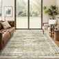 5x7 Area Rugs Green Orange Low Pile Indoor Washable Trendy Faded Style Rugs for Bedroom Living Room Dining Room Foldable Non-Slip Thin Print Mat