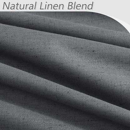 Guken Blazer Grey 100% Blackout Linen Curtains 120 Inch Length 2 Panels Set for Living Room Bedroom Back Tab/Rod Pocket Thermal Insulated Farmhouse Black Out Drapes Room Darkening,52x120