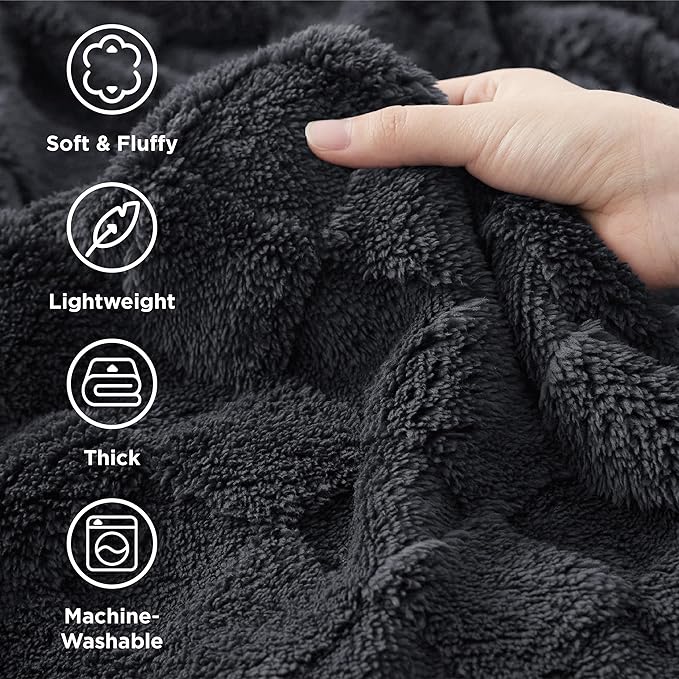 Bedsure GentleSoft King Size Blanket for Bed - Super Soft Cozy Blankets for Kids Girls, Large Fuzzy Fleece Throw for Bedroom Decor, Dark Grey,108x90 Inches