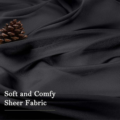 Lecloud Black Sheer Curtains 108 Inches Long 2 Panels Set, Extra Wide Airy Voile Sheer Curtains for Living Room, Light Filtering Window Curtain Drapes with Dual Rod Pocket, 59" W x 108" L