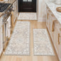Washable Kitchen Rug Set of 3: Boho Non-slip Soft Stove Sink Mat Light Weight Stain Resistant Carpet for Dog Bowl Area Comfort Tile/Hardwood Floors Protection Mat for Entryway Foyer(2x3+2x4+2x5,Beige)