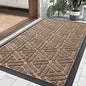 Smiry Front Door Mat Outside Entrance, Heavy Duty Sturdy Natural Rubber Doormat, Trap Dirt and Moisture, Easy Clean Low Profile Mats for Indoor Outdoor Entry, Grid Geometric (29.5x17, Coffee)