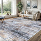 IOHOUZE Abstract Area Rugs 8x10 Ft Washable Large Rugs for Living Room, Non Slip Dining Room Rug, Printed Faux Wool Rugs for Bedroom, Floor Carpet for Office Nursery Playroom, Orange Grey