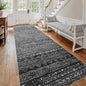 4x12 Washable Hallway Runner Rug：Moroccan Non-Slip Wide Runners for Entryway Kitchen Soft Modern Geometric Low-Pile Rugs for Living Room Thin Waterproof Carpet for Bedroom Bathroom Laundry(Black,4x12)
