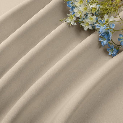 CUCRAF Light Beige Blackout Curtains 63 inch Length 2 Panels Set, Rod Pocket Room Darkening Drapes for Bedroom Living Room, Insulated Thermal Light Blocking Window Curtain (W52 x L63 Inch)