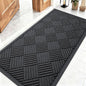 OLANLY Front Door Mat Outside Entrance 47x23, Absorbent, Heavy Duty Sturdy Natural Rubber Doormat Indoor Outdoor, Stain and Fade Resistant, Non-Slip Low Profile Floor Mat for Entryway, Black Diamond