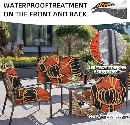 8Pcs Outdoor Cushion Covers, Patio Cushion Covers,Stretch Elastic Slipcovers, Replacement Washable & Reusable Furniture Protector for Patio Couch (Royal Flower-Pattern,Cover Only)