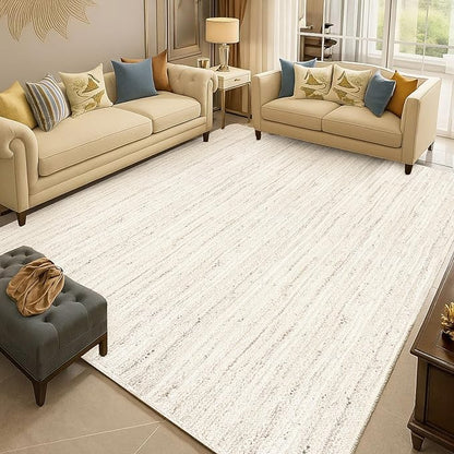 Hausattire Hand Woven Jute Braided Area Rug, 10’x14’ – Off White, Reversible Boho Rugs for Kitchen, Living Room, Bedroom I Farmhouse Decorative Floor Rug, 120x168 Inches