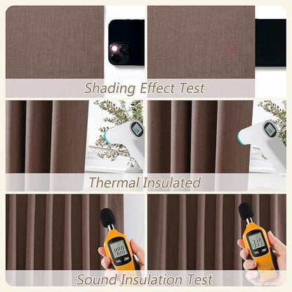 Guken 100% Blackout Curtains 120 Inch Length 2 Panels Set for Living Room Bedroom Back Tab Thermal Insulated Black Out Linen Drapes Room Darkening Cappuccino,52x120