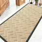 OLANLY Front Door Mat Indoor Outdoor Entrance, Waterproof All-Season, All-Weather Doormat, Sturdy Natural Rubber, Low Profile, Easy Clean Patio Porch Entryway Mat, Herringbone Brick (Beige, 59x23)
