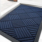 OLANLY Front Door Mat Outside Entrance 29.5x17, Absorbent, Heavy Duty Sturdy Natural Rubber Doormat Indoor Outdoor, Stain Fade Resistant, Non-Slip Low Profile Floor Mat for Entryway, Navy Blue Diamond