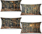 Rustic William Morris Inspired Forest Moon Pillow Covers 12x20 Set of 4,Vintage Botanical Nature Landscape Decorative Throw Pillow Covers for Home Bedroom Living Room,Fall Home Room Decor