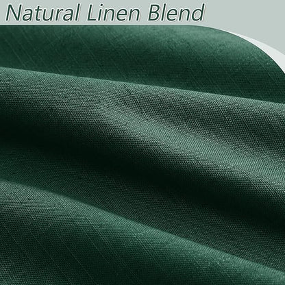Guken Dark Green 100% Blackout Curtains 96 Inch Length 2 Panels Set for Living Room Bedroom Back Tab Thermal Insulated Black Out Linen Drapes Decor 52x96 Long
