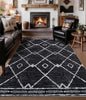 YIHOUSE Moroccan Area Rugs for Living Room 5x7, Black and White Aztec Rug, Western Geometric Soft Low-Pile Washable Rugs for Bedroom, Dining Room