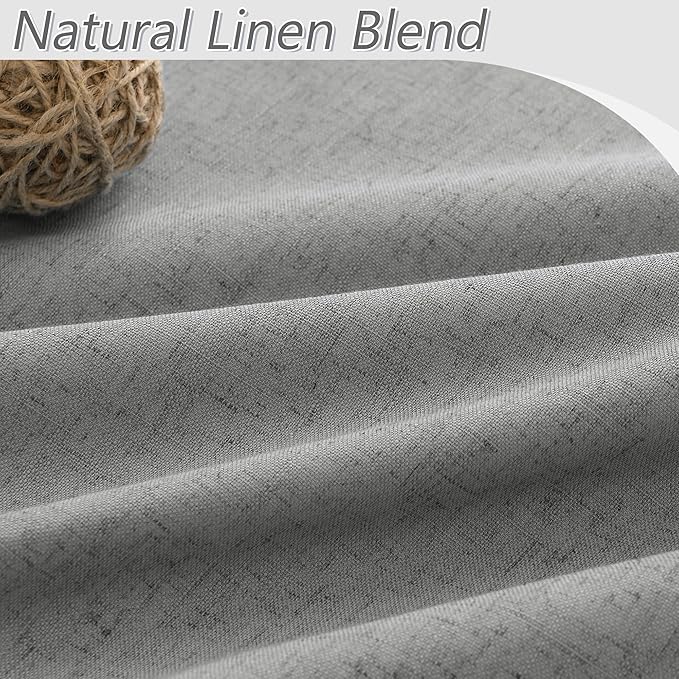 Guken Dark Grey 100% Blackout Linen Curtains 102 Inch Length 2 Panels Set for Living Room Bedroom Back Tab/Rod Pocket Thermal Insulated Black Out Drapes Room Darkening Window Curtains