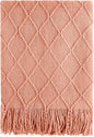 BOURINA Orange Throw Blanket 60x80 Inches Throw Textured Solid Soft Sofa Throw Couch Knitted Decorative Blanket