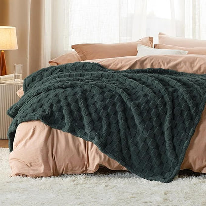 Bedsure GentleSoft Dark Green Spring Throw Blanket for Couch - Checkered Fleece Blankets for Kids Girls, Cute Soft Cozy Throw for Bedroom Home Decor Gifts, 50x60 Inches
