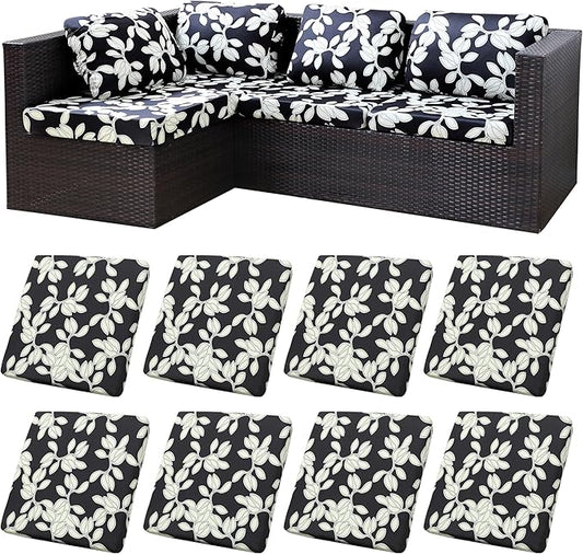 8Pcs Stretch Patio Cushion Covers,Outdoor Couch Covers Replacement,Outdoor Couch & Sofa Slipcovers,for Patio Furniture Cushion Covers,Washable Reusable urniture Protector(Patch,8PCS)