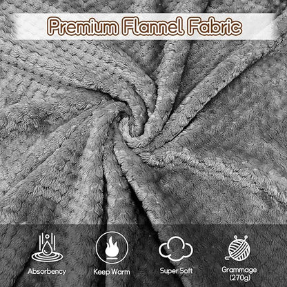 4 Pack Fleece Throw Blankets 50x60 Inches - Oeko-Tex Certified 100, 270 GSM Ultra Soft Plush for Bed, Couch and Cozy Gifts. 3D Waffle Texture, No Shedding No Pilling All Season (Dark Gray)