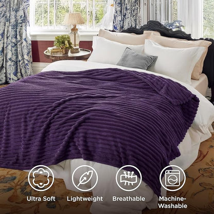 Bedsure GentleSoft Purple Fleece Blanket for Couch - Cozy Soft Blankets for Women, Cute Small Throws for Girls, 90x90 Inches
