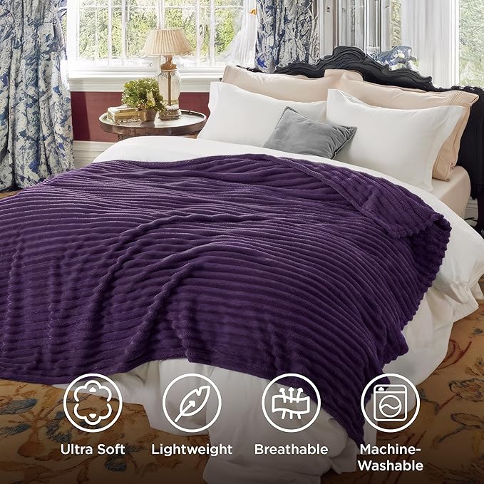 Bedsure GentleSoft Purple California King Size Blanket for Couch - Cozy Soft Blankets for Women, Cute Small Fleece Throws for Girls, Birthday Gifts for Women, 102x96 Inches