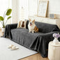 Couch Cover for Dogs, Boho Sofa Covers for 2 Cushion Couch, Chenille Sofa Slipcover for Pets Washable, L-Shape Sectional Couch Cover Soft Throw Blankets with Tassels(71x102,Charcoal Grey)