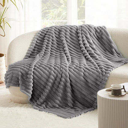 Bedsure GentleSoft Frost Gray Fleece Blanket for Couch - Cozy Soft Blankets for Women, Cute Small Throws for Girls, 50x60 Inches