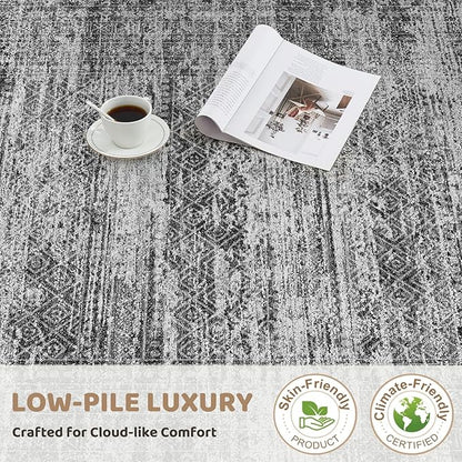 UERMEI 5x7 Area Rug Living Room Rugs - Washable Neutral Modern Abstract Soft Thin Rug Indoor Floor No Slip Rug Carpet for Bedroom Under Dining Table Home Office Decor - Dark Gray