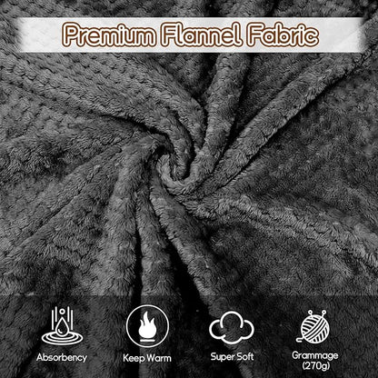 4 Pack Fleece Throw Blankets 50x60 Inches - Oeko-Tex Certified 100, 270 GSM Ultra Soft Plush for Bed, Couch and Cozy Gifts. 3D Waffle Texture, No Shedding No Pilling All Season (Black)