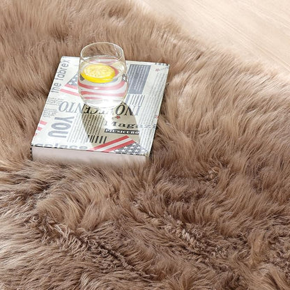 ORINOVA Beige Furry Washable Area Rugs for Bedroom Living Room 2X6 Faux Sheepskin Shaggy Fur Nursery Rug for Cute Room Decor Rug