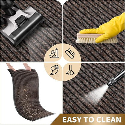 Yimobra Front Door Mat Outdoor Indoor Entrance, 100% Waterproof All-Season All Weather Doormat, Welcome Matt Outside Entry, Non Slip, Low Profile, Heavy Duty Patio Porch Floor Mat,29.5 x 17, Brown
