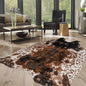 Cow Print Faux Cowhide Rug, Fluffy Fur 5.2x7 Feet Washable Cow Rugs for Living Room Bedroom Animal Print Hide Skin Rustic Western Décor Black and Brown