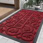Smiry Welcome Door Mat Outside Entrance, Heavy Duty Trap Dirt and Moisture Easy Clean Low Profile Patio Porch Indoor Outdoor Front Doormat for Entry, 35x23 Inch, Burgundy