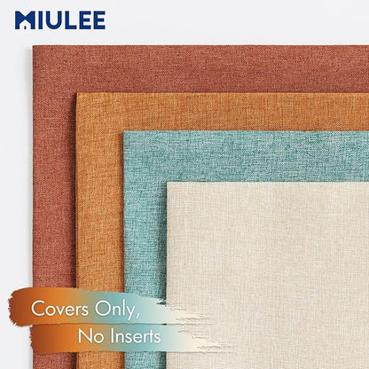 MIULEE Pack of 4 Decorative Outdoor Throw Pillow Covers Linen Waterproof Pillow Covers Farmhouse Cushion Cases for Halloween Patio Garden Tent Balcony Couch Sofa 18x18 inch Orange Rust