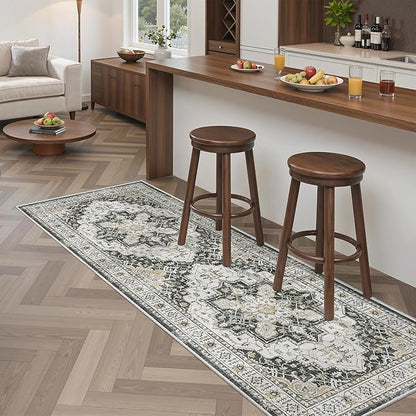 Madane Hallway Runner Rug - 2x5 Rug Runner Washable Runner Rugs Non-Slip Low-Pile Kitchen Runner Rug Laundry Room Rug Throw Carpet for Entrance Bedroom Living Room (2'x5', Black)