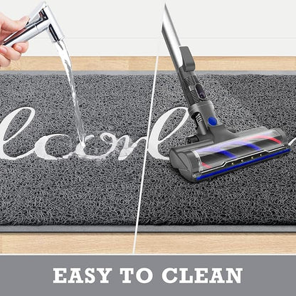 CozyBounty Grey Door Mat Welcome Mats Outdoor Indoor Non-Slip Doormat for Entryway Low-Profile Floor Mat for Yard, Garage, High Traffic Areas (30"x17.5", Grey)