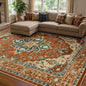 Area Rugs 8'x10' Washable Non-Slip, Floral Vintage Distress Print Pattern Medallion Carpet for Living Room Bedroom Dining Room, Red Orange Blue Brown