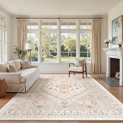 zesthome 6x9 Area Rug, Super Soft Washable Rugs for Living Room, Non-Slip Stain Resistant Vintage Rugs, Ultra-Thin Large Area Rugs
