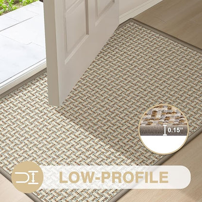 LEKEEPGO Door Mat Indoor Entrance 17"x29", Absorbent Indoor Door Mat, Non Slip Rubber Backing Inside Door Mats, Washable Floor Mat, Low-Profile Doormat for Front Door, Entryway, Entrance, Grey
