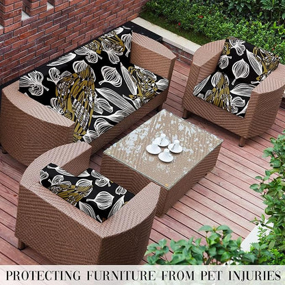 8Pcs Outdoor Cushion Covers, Patio Cushion Covers,Stretch Elastic Slipcovers, Replacement Washable & Reusable Furniture Protector for Patio Couch (Herbal-Pattern,Cover Only)