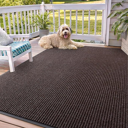 OLANLY Front Door Mat Indoor Outdoor Entrance, Waterproof Heavy Duty Doormat, Fade Resistant, Low Profile, Easy Clean Patio Porch Welcome Floor Mats for Entry, 71x47, Tan